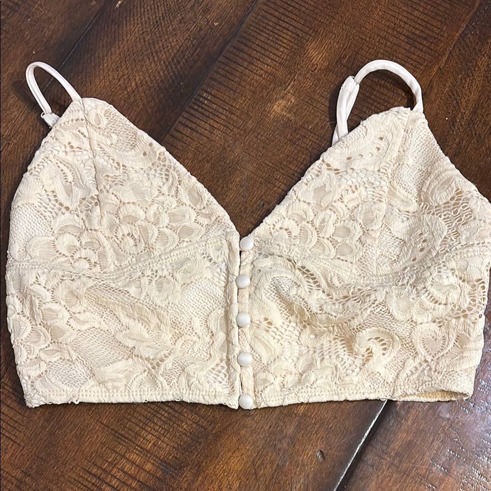 Forever 21 Cream Lace Bralette with Adjustable Straps